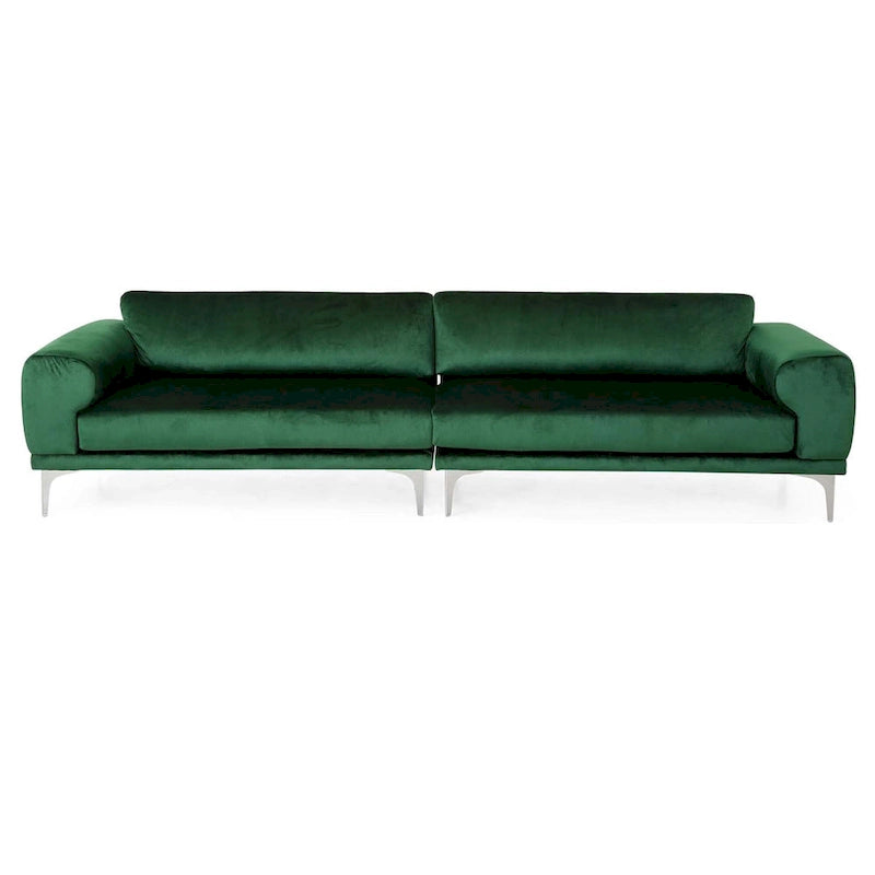 111 Modern Velvet 4-Seat Sofa with Metal Legs and Solid Frame