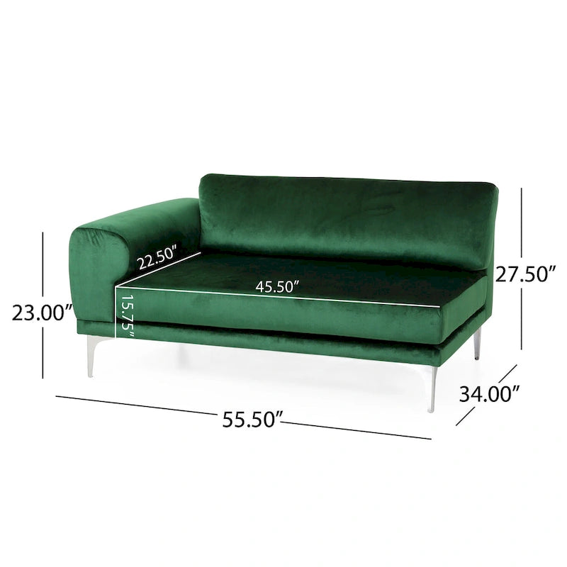 111 Modern Velvet 4-Seat Sofa with Metal Legs and Solid Frame