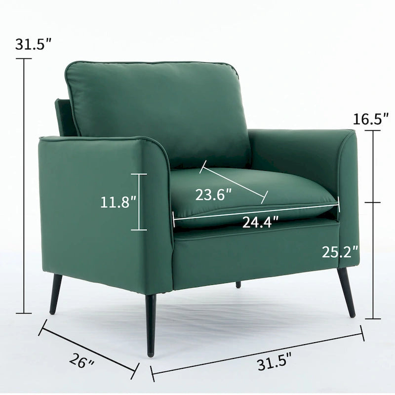 Green Modern 25.99 Upholstered Accent Chair with Soft Cushions and Pillows