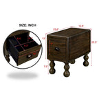 Solid Wood End Table, Rectangle 23.6 inch Narrow Side Table with Drawer, Vintage Bedside Table Nightstand for Small Spaces