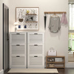 Gabinete zapatero de madera para la entrada, gabinete blanco para guardar zapatos con 3 puertas abatibles 20.94x9.45x43.11 pulgadas