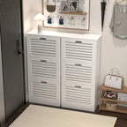 Gabinete zapatero de madera para la entrada, gabinete blanco para guardar zapatos con 3 puertas abatibles 20.94x9.45x43.11 pulgadas