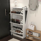 Gabinete zapatero de madera para la entrada, gabinete blanco para guardar zapatos con 3 puertas abatibles 20.94x9.45x43.11 pulgadas