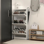 Gabinete zapatero de madera para la entrada, gabinete blanco para guardar zapatos con 3 puertas abatibles 20.94x9.45x43.11 pulgadas