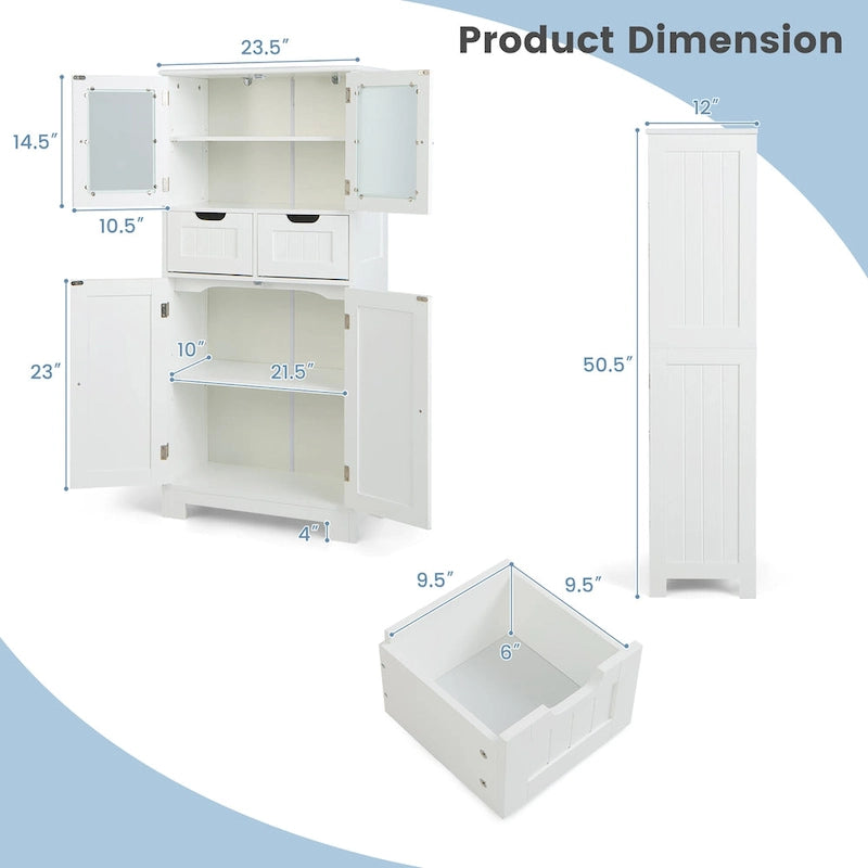 Bathroom Floor Storage Cabinet Kitchen Cupboard with 2 Drawers