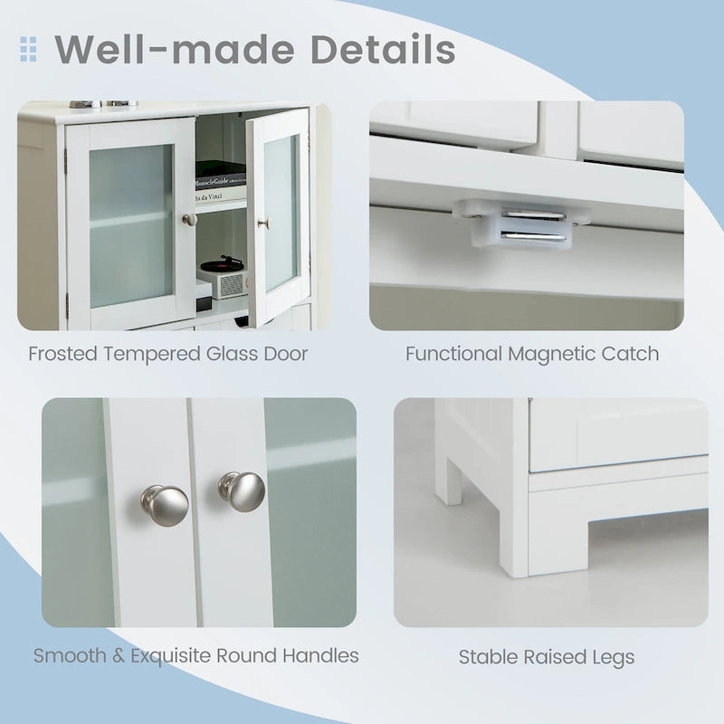Bathroom Floor Storage Cabinet Kitchen Cupboard with 2 Drawers