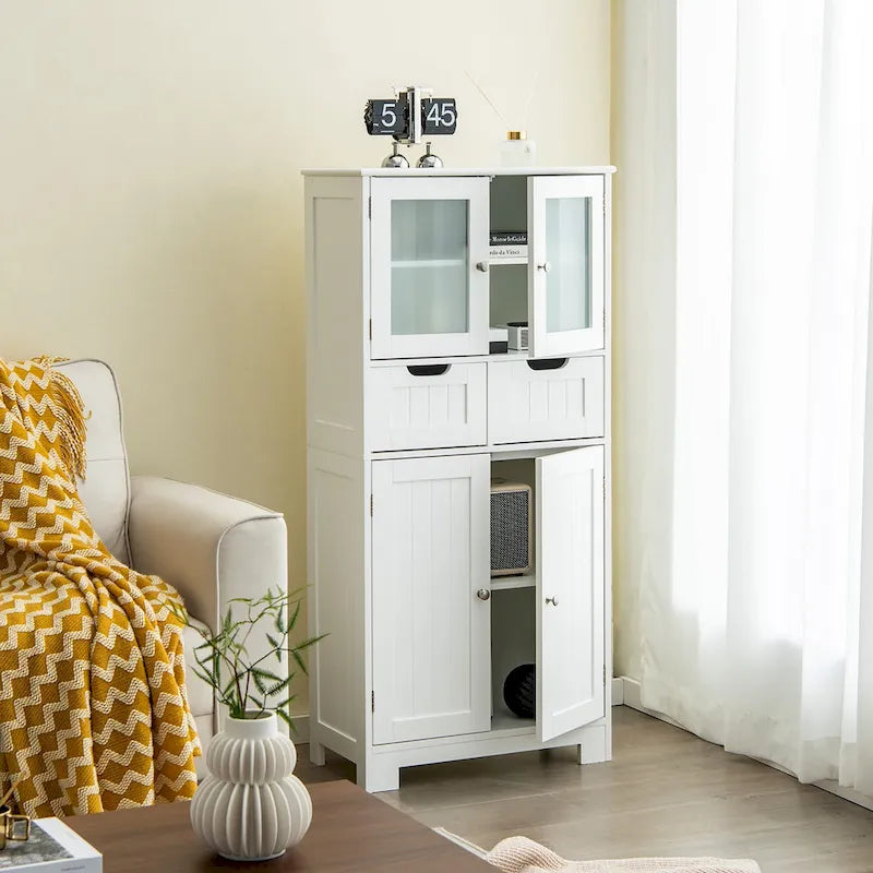 Bathroom Floor Storage Cabinet Kitchen Cupboard with 2 Drawers