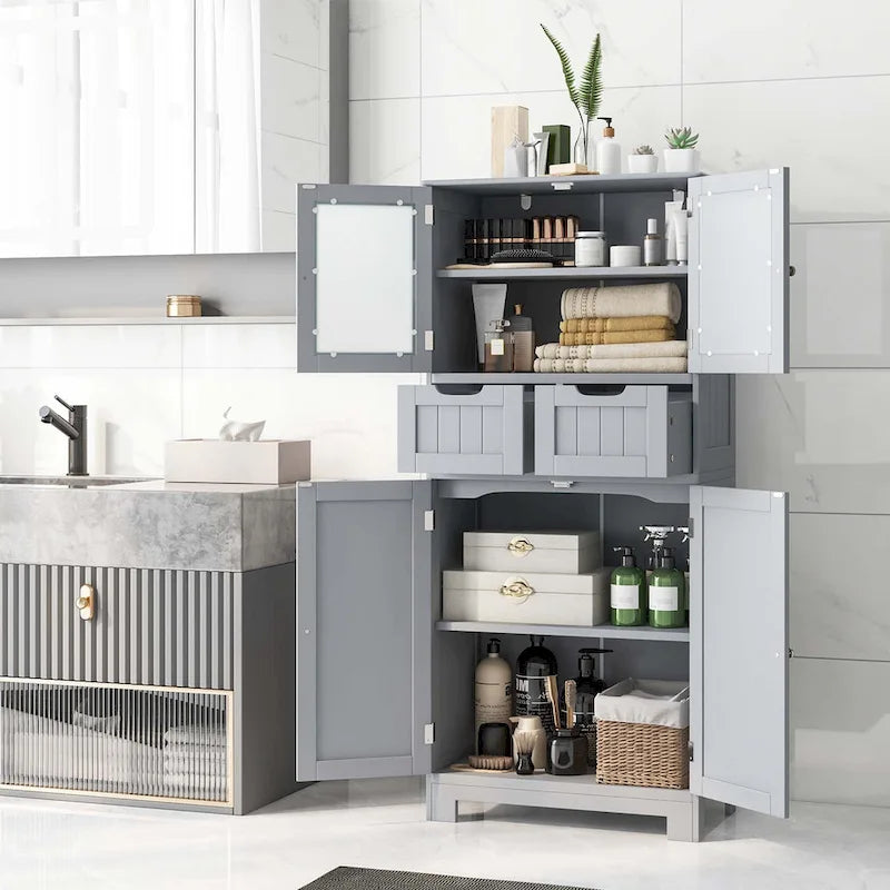 Bathroom Floor Storage Cabinet Kitchen Cupboard with 2 Drawers