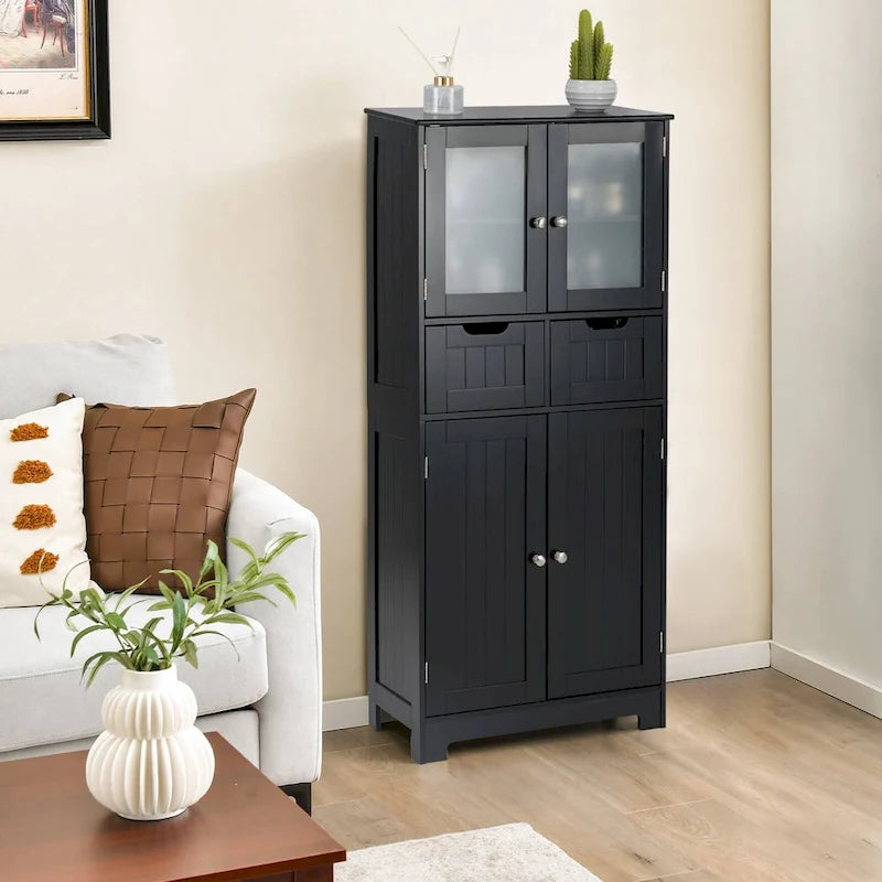Bathroom Floor Storage Cabinet Kitchen Cupboard with 2 Drawers