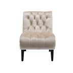 Fauteuil d’appoint beige 22.83 avec capitonnage à boutons et pieds en bois