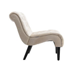Fauteuil d’appoint beige 22.83 avec capitonnage à boutons et pieds en bois