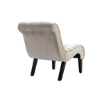 Fauteuil d’appoint beige 22.83 avec capitonnage à boutons et pieds en bois