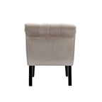 Fauteuil d’appoint beige 22.83 avec capitonnage à boutons et pieds en bois