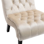 Fauteuil d’appoint beige 22.83 avec capitonnage à boutons et pieds en bois