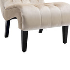 Fauteuil d’appoint beige 22.83 avec capitonnage à boutons et pieds en bois