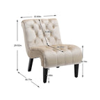 Fauteuil d’appoint beige 22.83 avec capitonnage à boutons et pieds en bois