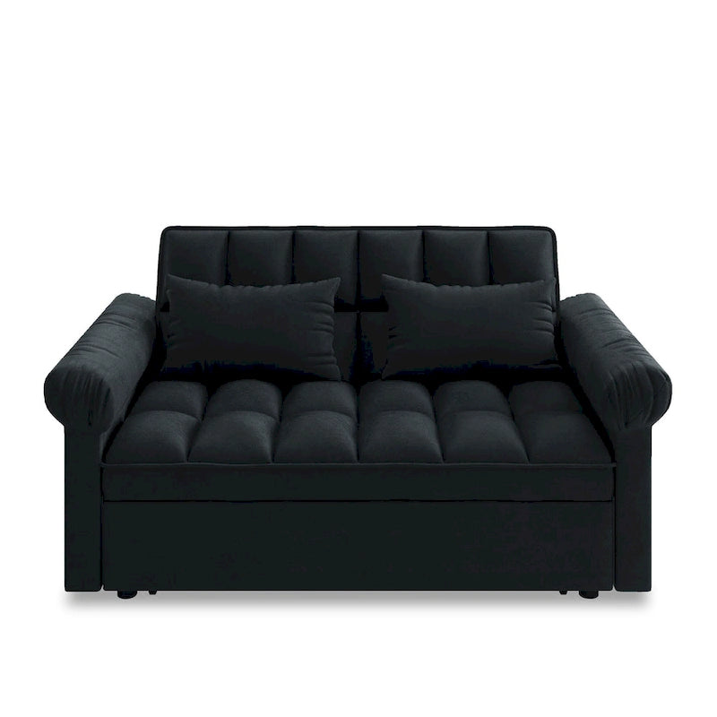 56 Foam 2-Seater Sofa Bed with Pull-Out Sleeper and Adjustable Backrest