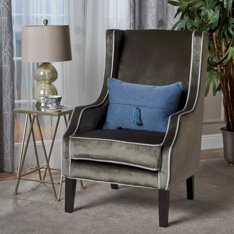Eddison Traditional Two Toned Velvet Club Chair