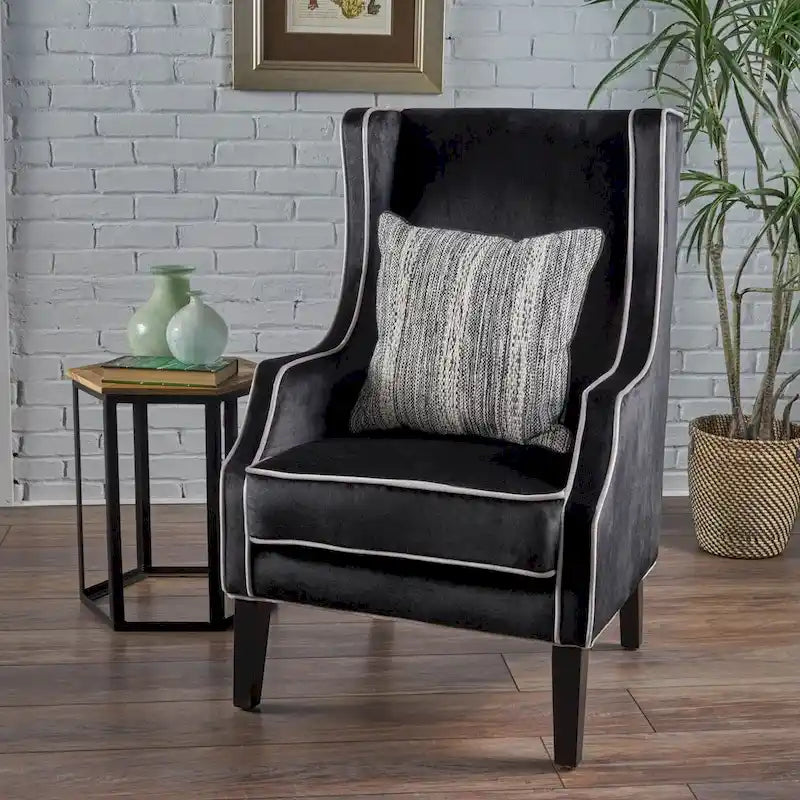 Eddison Traditional Two Toned Velvet Club Chair