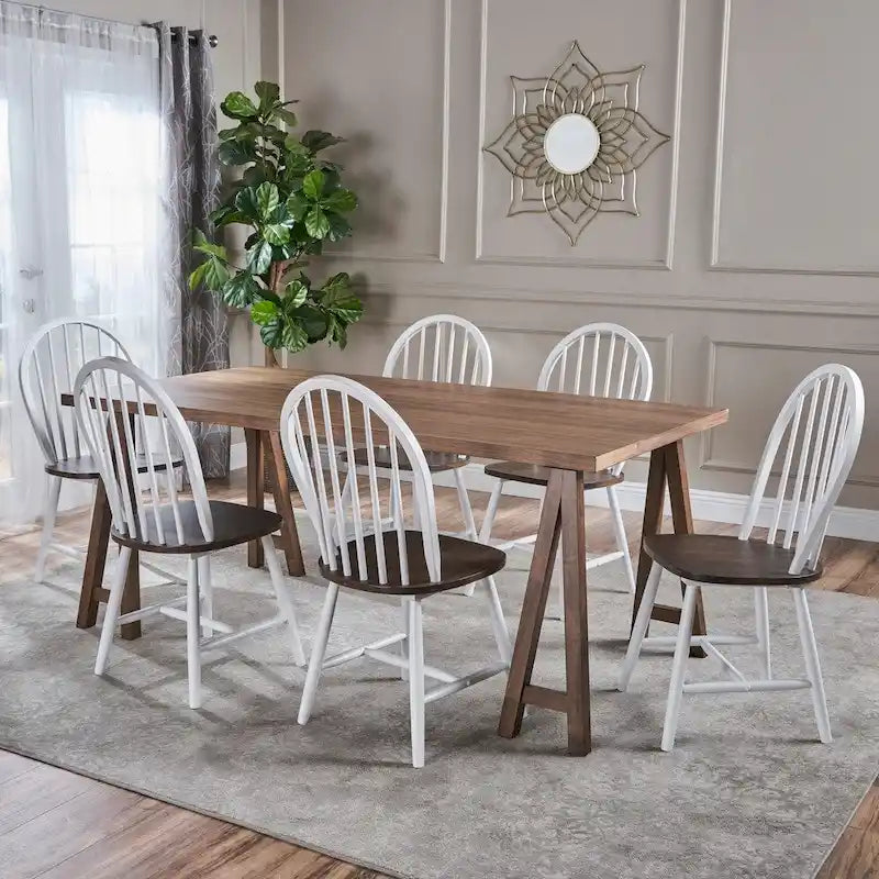 Farmhouse Cottage 7-piece Wood Dining Set