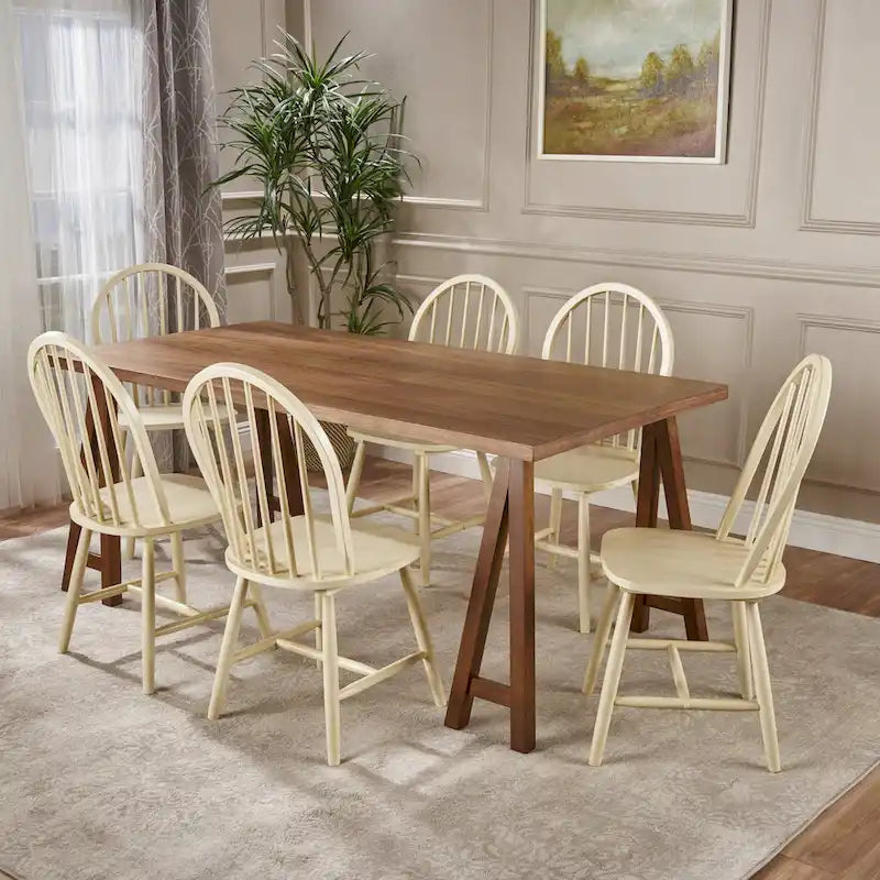 Farmhouse Cottage 7-piece Wood Dining Set