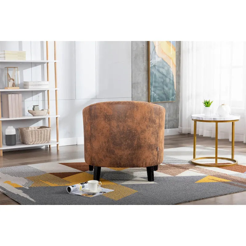 Accent Barrel chair living room chair with nailheads and solid wood legs