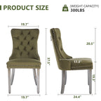 Samt-Esszimmerstühle, 2er-Set, gepolsterte Esszimmerstühle mit Knopflehne und Nagelkopfbesatz, gepolsterte Küchenstühle