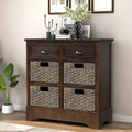 Storage Cabinet with 2 Drawers and 4 Classic Rattan Basket