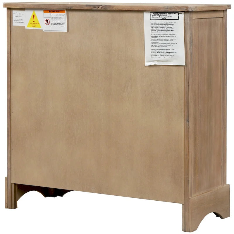 Storage Cabinet with 2 Drawers and 4 Classic Rattan Basket