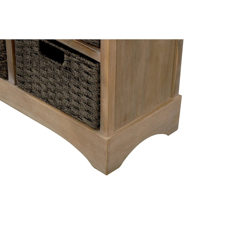 Storage Cabinet with 2 Drawers and 4 Classic Rattan Basket