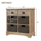 Armoire de rangement avec 2 tiroirs et 4 paniers classiques en rotin