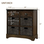 Armoire de rangement avec 2 tiroirs et 4 paniers classiques en rotin