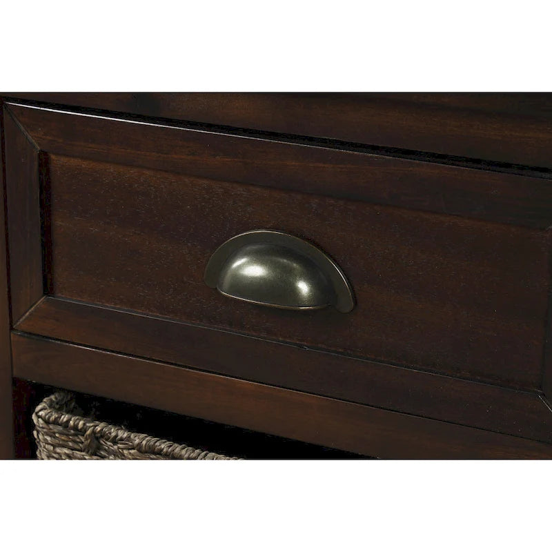 Storage Cabinet with 2 Drawers and 4 Classic Rattan Basket