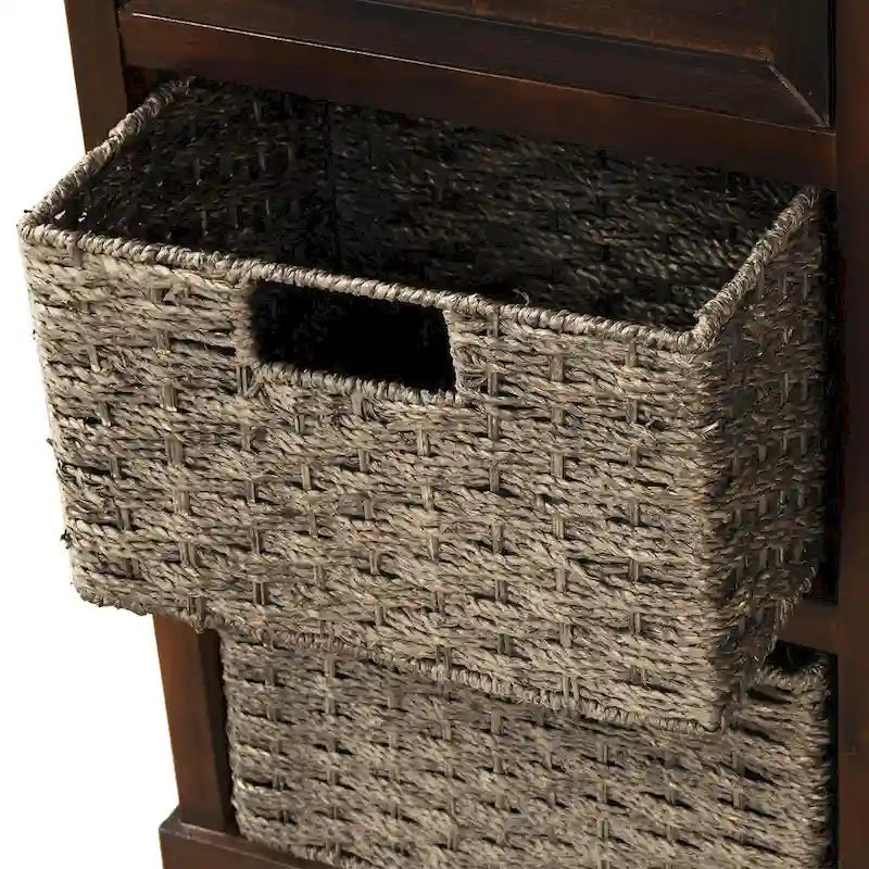 Storage Cabinet with 2 Drawers and 4 Classic Rattan Basket