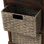 Armoire de rangement avec 2 tiroirs et 4 paniers classiques en rotin