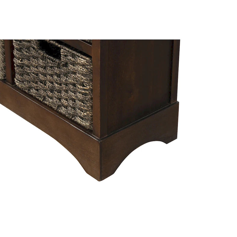 Storage Cabinet with 2 Drawers and 4 Classic Rattan Basket
