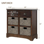Armoire de rangement avec 2 tiroirs et 4 paniers classiques en rotin