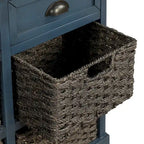 Armoire de rangement avec 2 tiroirs et 4 paniers classiques en rotin