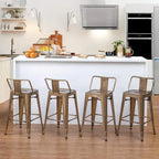 Industrial bar stools Set of 4Metal Bar Stools