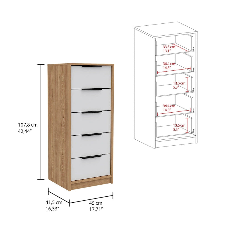 5 Drawer Dresser, Vertical Dresser