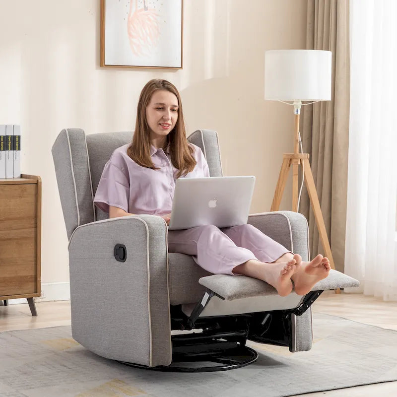 Racing Swivel Rocker Recliner Chair Single Seat