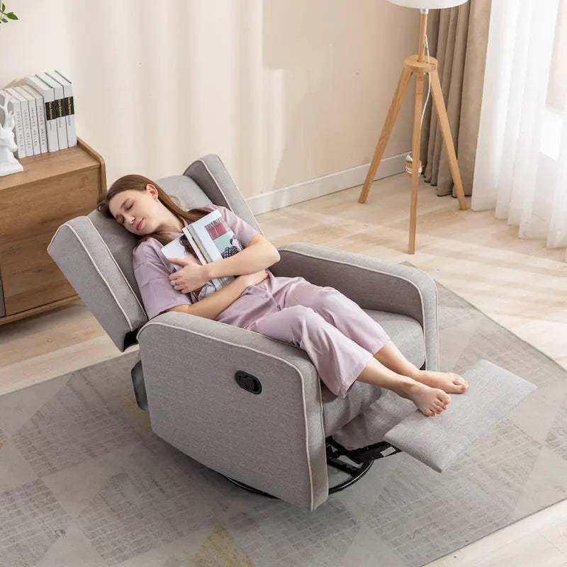 Racing Swivel Rocker Recliner Chair Single Seat
