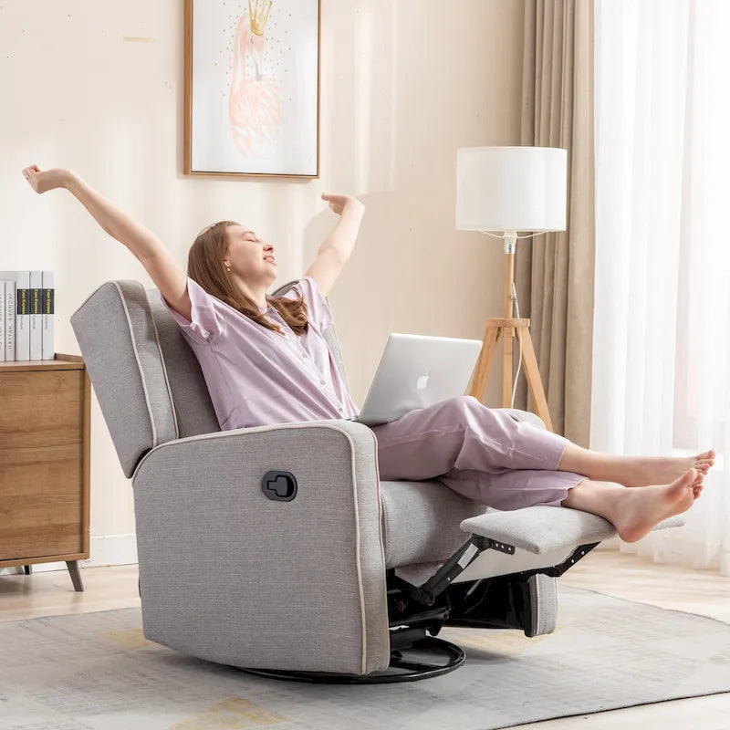 Racing Swivel Rocker Recliner Chair Single Seat