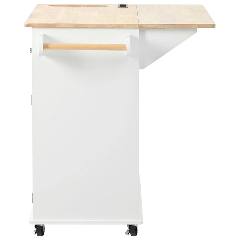 Kitchen Storage Island with Drop Leaf and Power Outlet