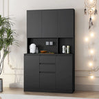 Armoire de rangement de cuisine autoportante 74 avec 6 portes, 3 étagères et 2 tiroirs, rangement pour buanderie