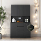 Armoire de rangement de cuisine autoportante 74 avec 6 portes, 3 étagères et 2 tiroirs, rangement pour buanderie