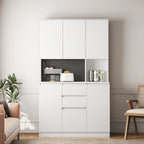 Armoire de rangement de cuisine autoportante 74 avec 6 portes, 3 étagères et 2 tiroirs, rangement pour buanderie