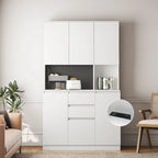 Armoire de rangement de cuisine autoportante 74 avec 6 portes, 3 étagères et 2 tiroirs, rangement pour buanderie