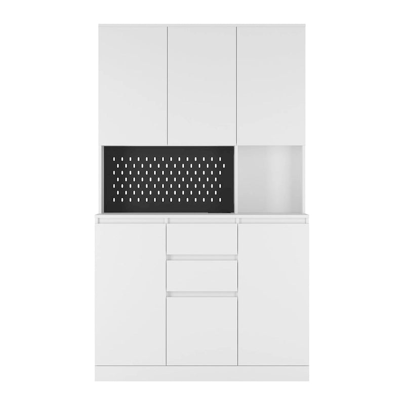 74 Freestanding Kitchen Pantry Cabinet Cupboard with 6 Doors,3 Shelves and 2 Drawer, Laundry Room Storage