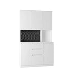 Armoire de rangement de cuisine autoportante 74 avec 6 portes, 3 étagères et 2 tiroirs, rangement pour buanderie